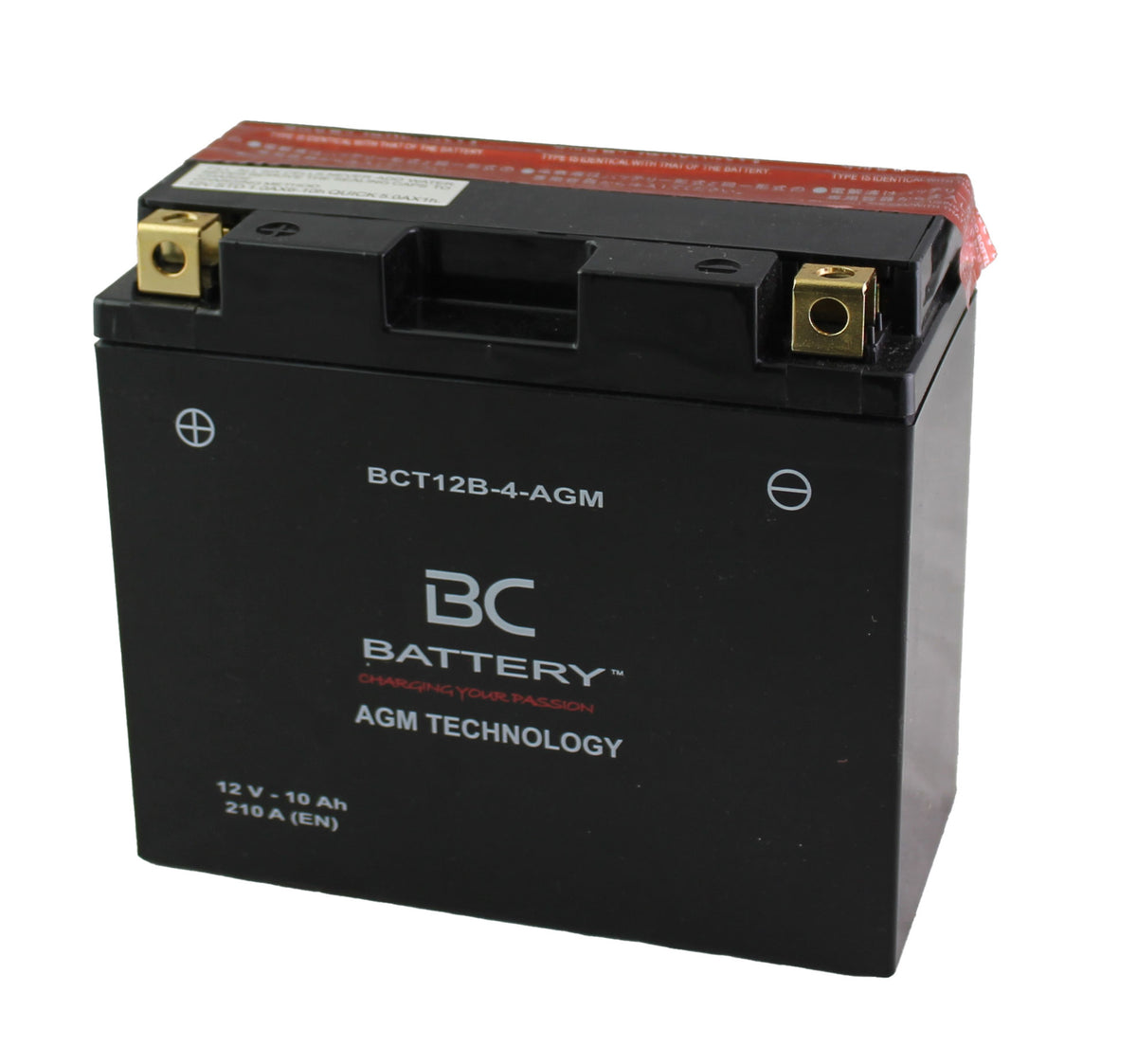 BCT12B-4-AGM | AGM-Motorradbatterie, YT12B-BS, 12 V, 10 Ah, CCA: 210 Ampere, 150 x 70 x 130 mm