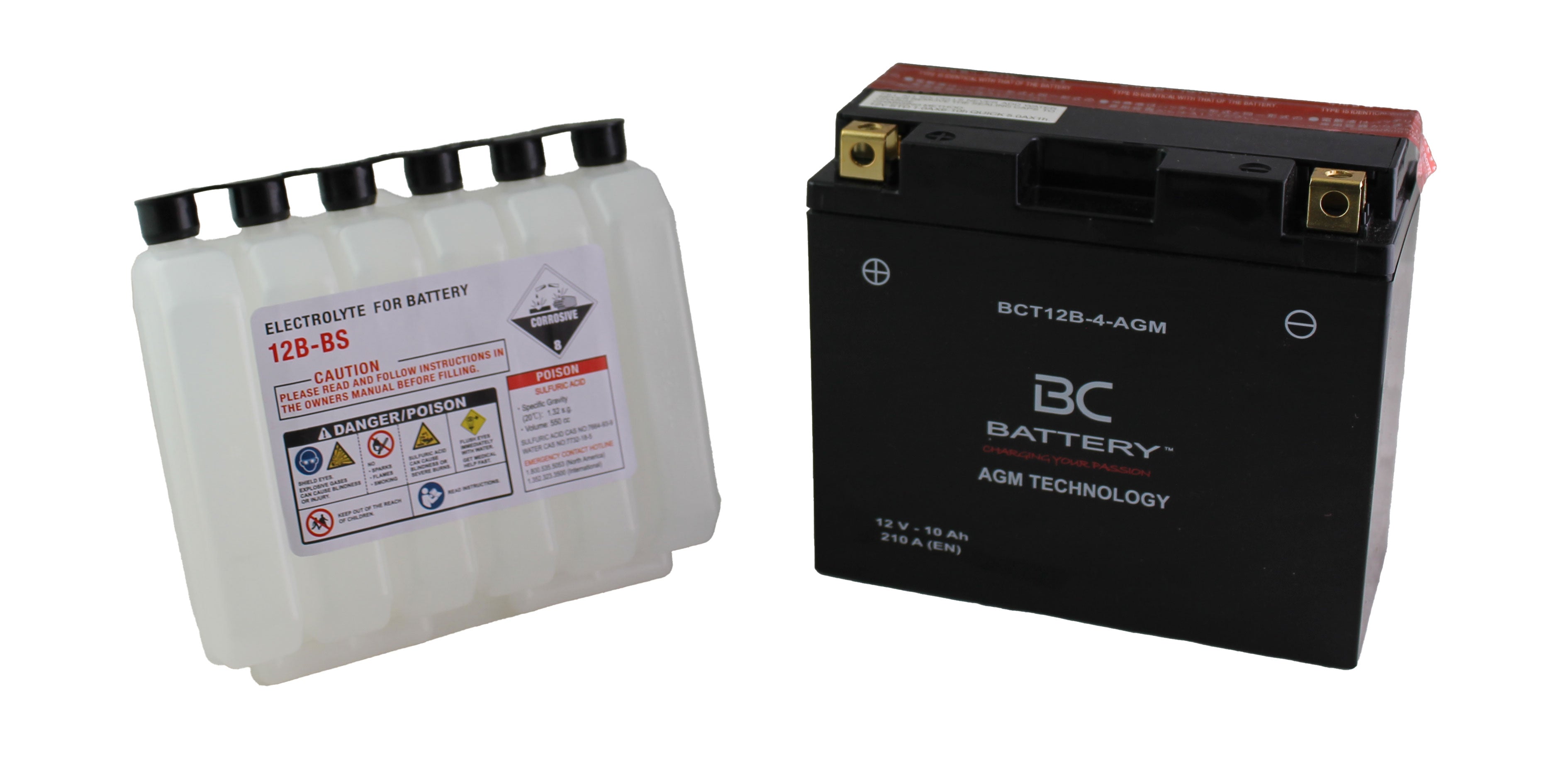 BCT12B-4-AGM | AGM-Motorradbatterie, YT12B-BS, 12 V, 10 Ah, CCA: 210 Ampere, 150 x 70 x 130 mm