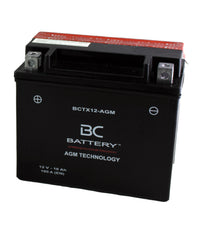 BCTX12-AGM | AGM-Motorradbatterie, YTX12-BS, 12 V, 10 Ah, CCA: 180 Ampere, 150 x 87 x 130 mm