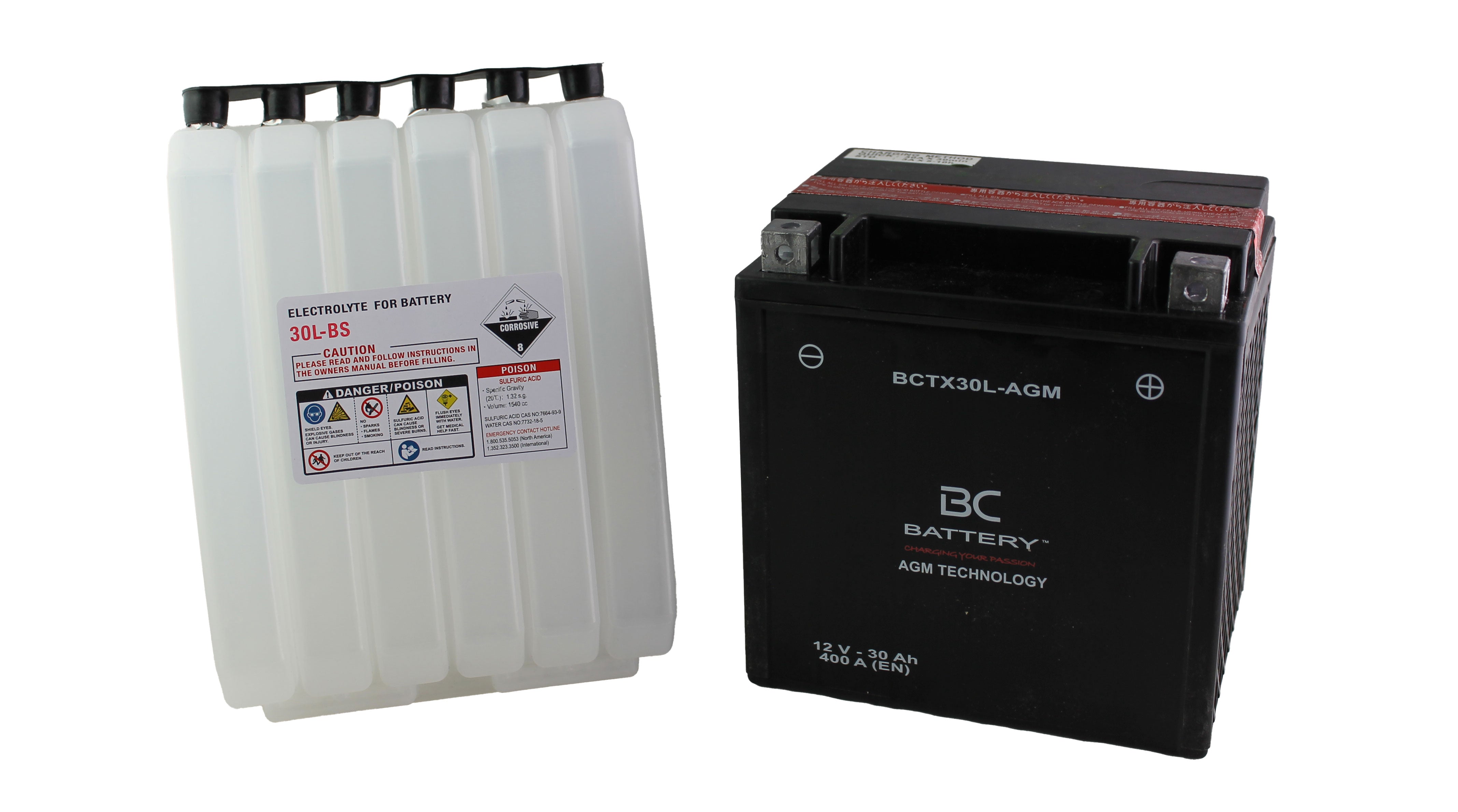 BCTX30L-AGM | AGM-Motorradbatterie, YIX30L-BS, 12 V, 30 Ah, CCA: 400 Ampere, 167 x 126 x 174 mm