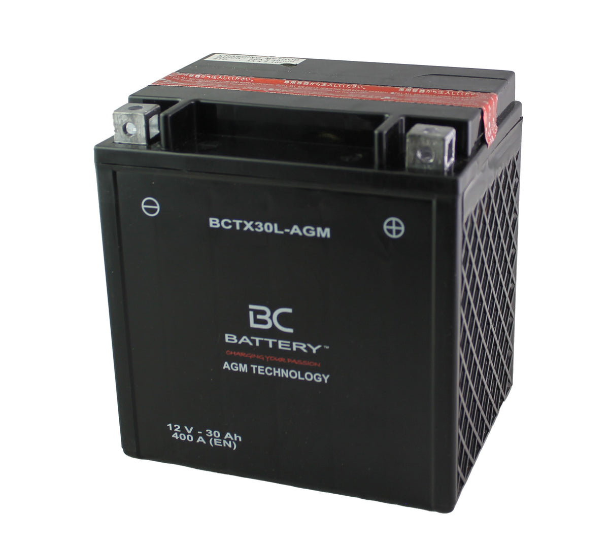 BCTX30L-AGM | AGM-Motorradbatterie, YIX30L-BS, 12 V, 30 Ah, CCA: 400 Ampere, 167 x 126 x 174 mm