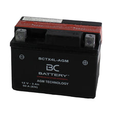 BCTX4L-AGM | AGM-Motorradbatterie, YTX4L-BS, 12 V, 3 Ah, CCA: 50 Ampere, 113 x 70 x 85 mm