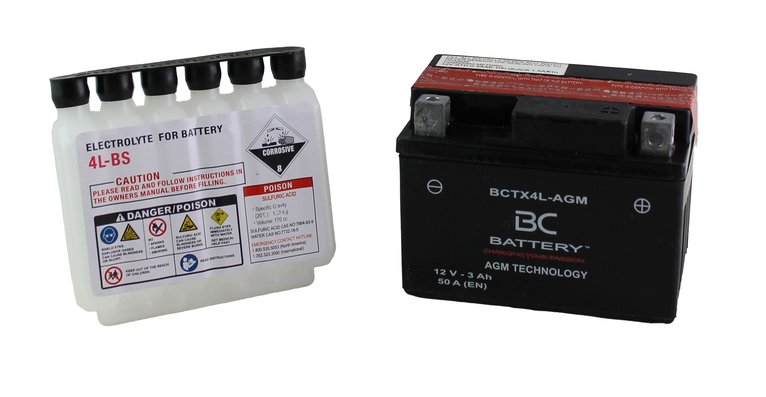 BCTX4L-GEL | Batterie moto GEL, YTX4L-BS, 12 V, 3 Ah, CCA : 50 A, 113 x 70 x 85 mm