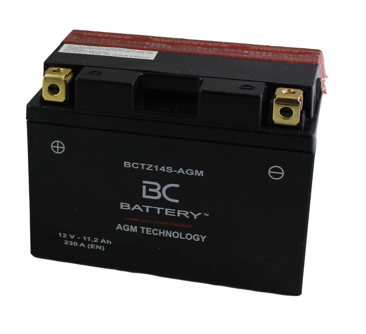 BCTZ14S-AGM | Motorrad-AGMbatterie, YTZ14S, 12 V, 11,2 Ah, CCA: 230 Ampere, 150 x 87 x 110 mm
