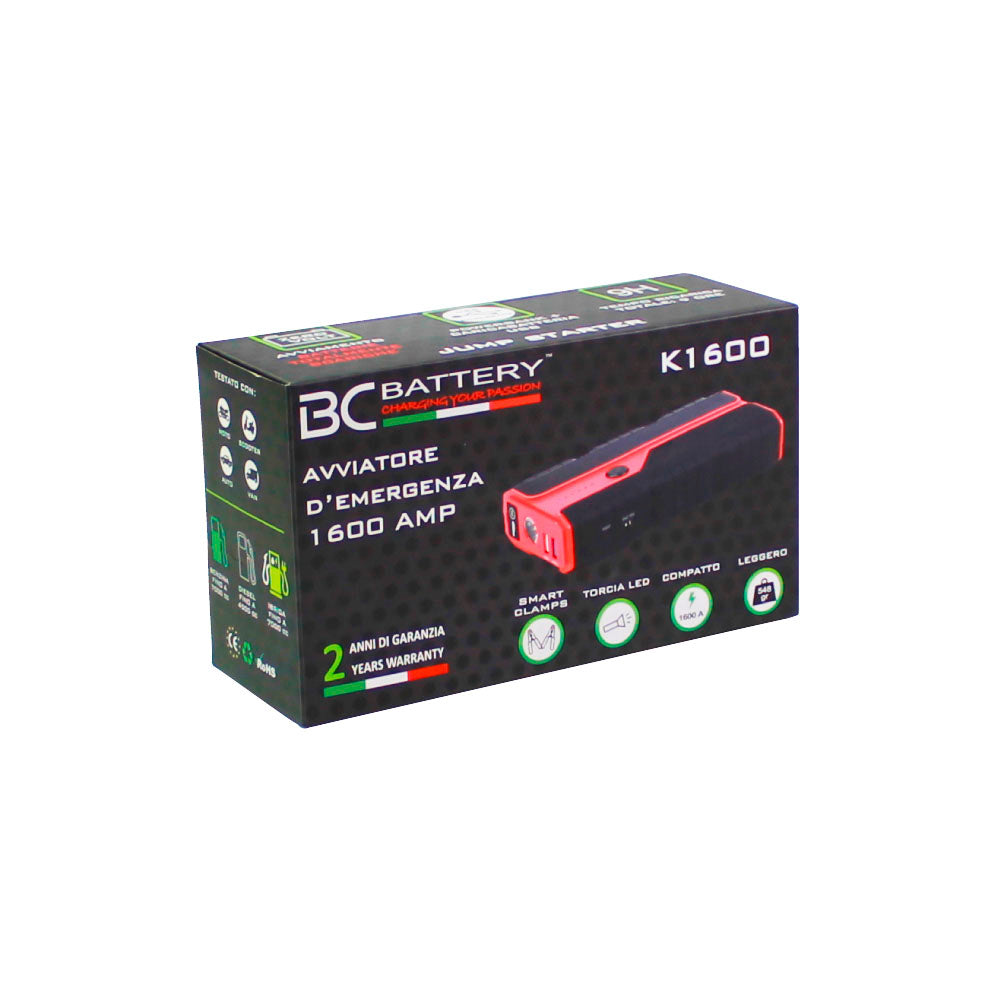 Jumpstarter K1600 - Avviatore d'emergenza Moto/Scooter/Macchina - BC Battery Italian Official Website