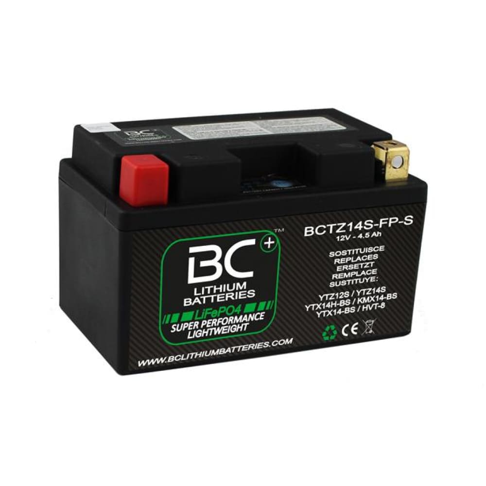 BC Lithium Batteries BCTZ14S-FP Batteria Moto al Litio LiFePO4, 0,9 kg, 12V, HJTZ14S-FP-S / YTZ12S / YTZ14S / YTX14H-BS / KMX14-BS / YTX14-BS / HVT-8 - BC Battery Italian Official Website