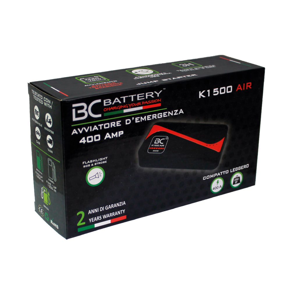 K1500 AIR - Car Jumpstarter, Avviatore d'emergenza Auto/Moto - BC Battery Italian Official Website